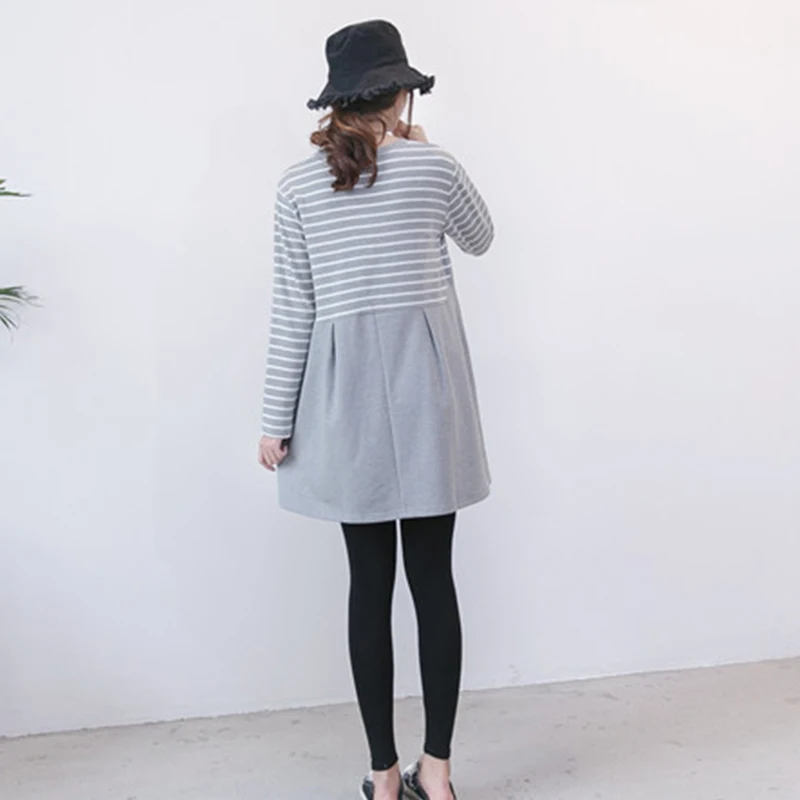 Spring and Autumn Maternity Dress Sweet Casual Loose Straight Clothes for Pregnant Women Elegant Long Sleeve Maternity Dress F5