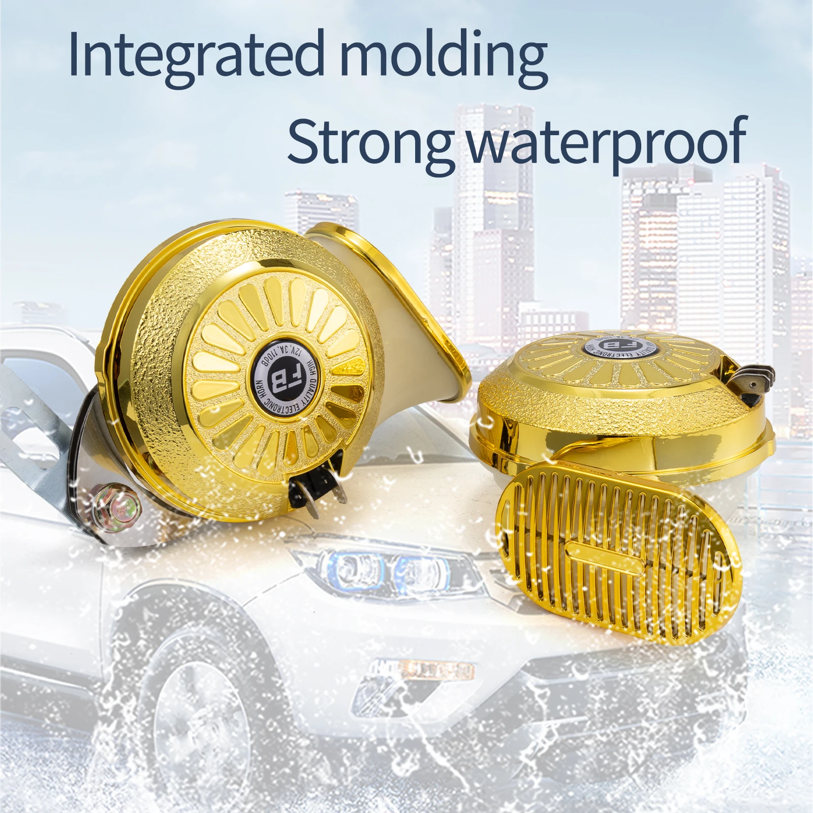 ALLERY 2Pcs/Kit Snail Air Horn 12V Super Loud Three Tone Waterproof Electric Snail Car Horn For Truck Motorcycle Auto Accessory