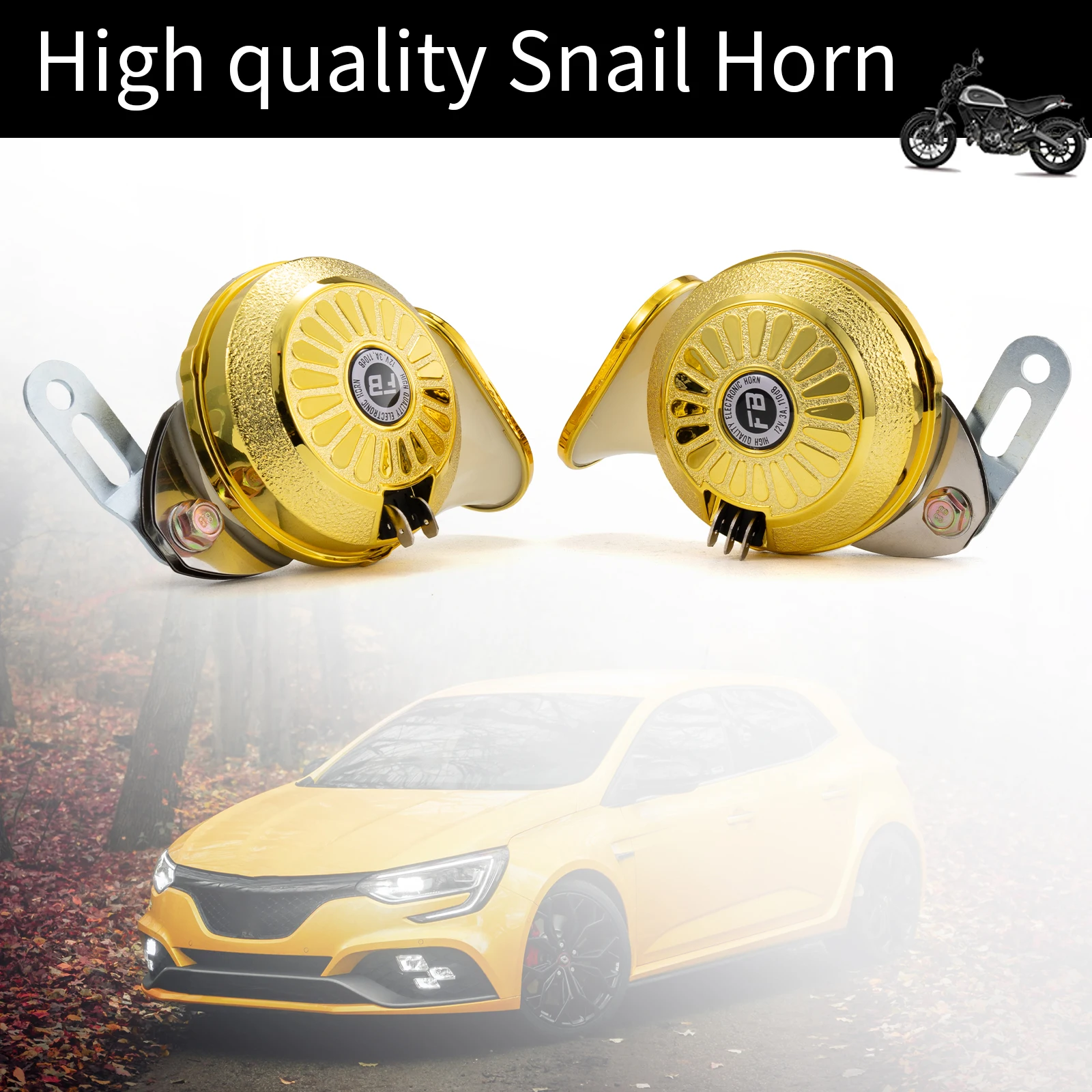 ALLERY 2Pcs/Kit Snail Air Horn 12V Super Loud Three Tone Waterproof Electric Snail Car Horn For Truck Motorcycle Auto Accessory