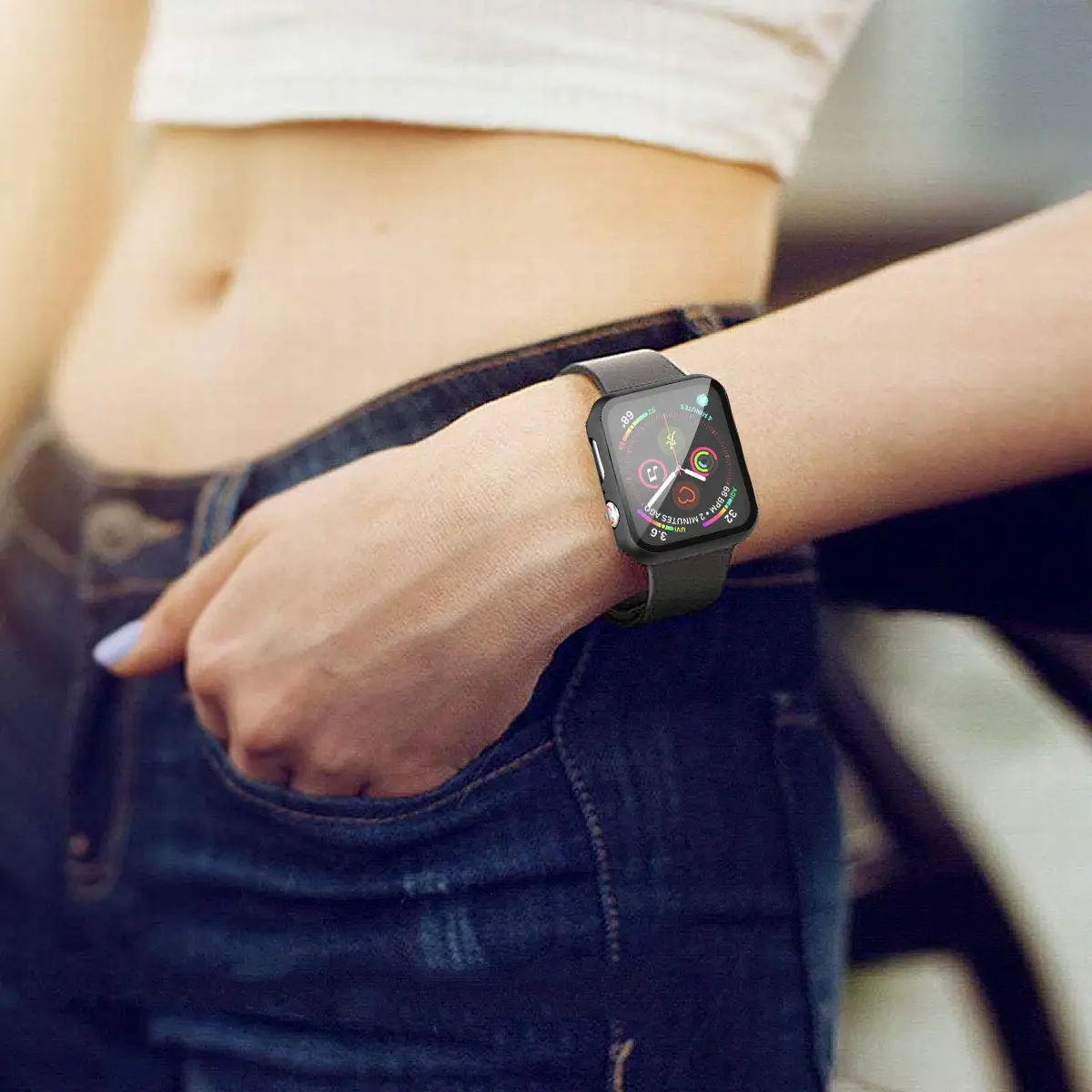 Glass+Cover For Apple Watch case 45mm 41mm 44mm 40mm 42mm 38mm correa Accessorie Screen Protector iwatch series 5 4 6 SE 3 7 8 9