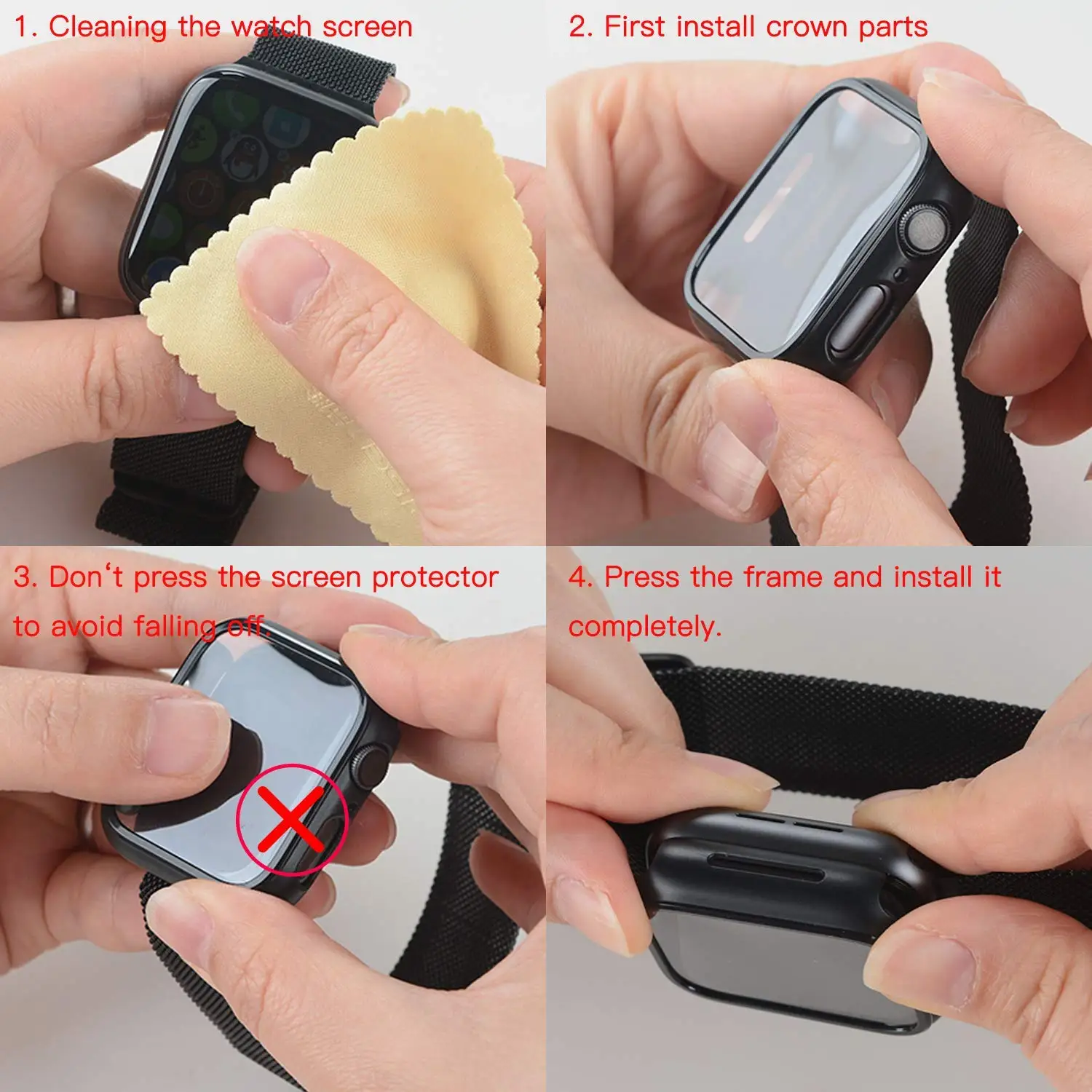 Glass+Cover For Apple Watch case 45mm 41mm 44mm 40mm 42mm 38mm correa Accessorie Screen Protector iwatch series 5 4 6 SE 3 7 8 9