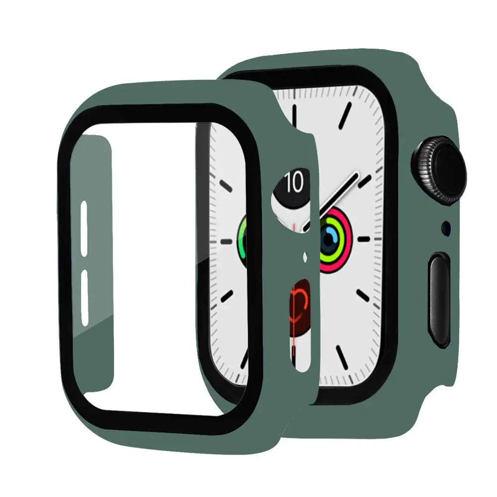 Glass+Cover For Apple Watch case 45mm 41mm 44mm 40mm 42mm 38mm correa Accessorie Screen Protector iwatch series 5 4 6 SE 3 7 8 9