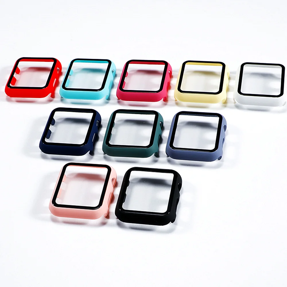 Glass+Cover For Apple Watch case 45mm 41mm 44mm 40mm 42mm 38mm correa Accessorie Screen Protector iwatch series 5 4 6 SE 3 7 8 9
