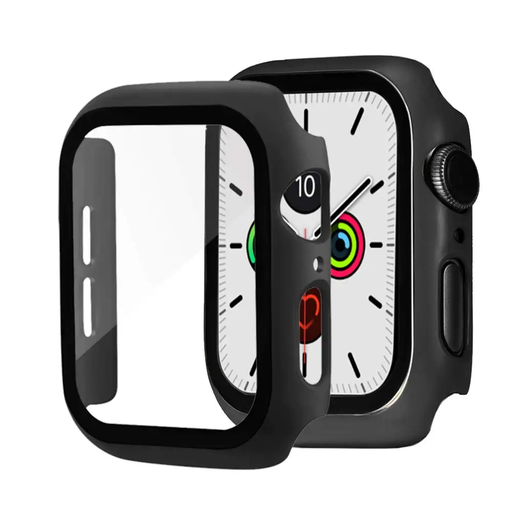 Glass+Cover For Apple Watch case 45mm 41mm 44mm 40mm 42mm 38mm correa Accessorie Screen Protector iwatch series 5 4 6 SE 3 7 8 9