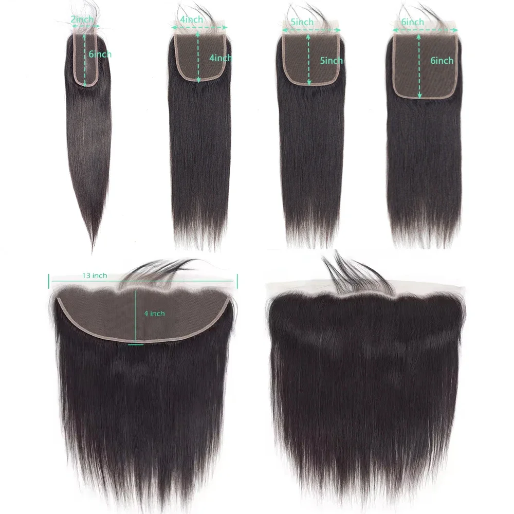 Straight Hair 2X6 13x4 Lace Frontal Closure Only 4x4 5x5 6x6 Lace Closure Brazilian Hair PrePlucked Hair Line Human Hair Closure