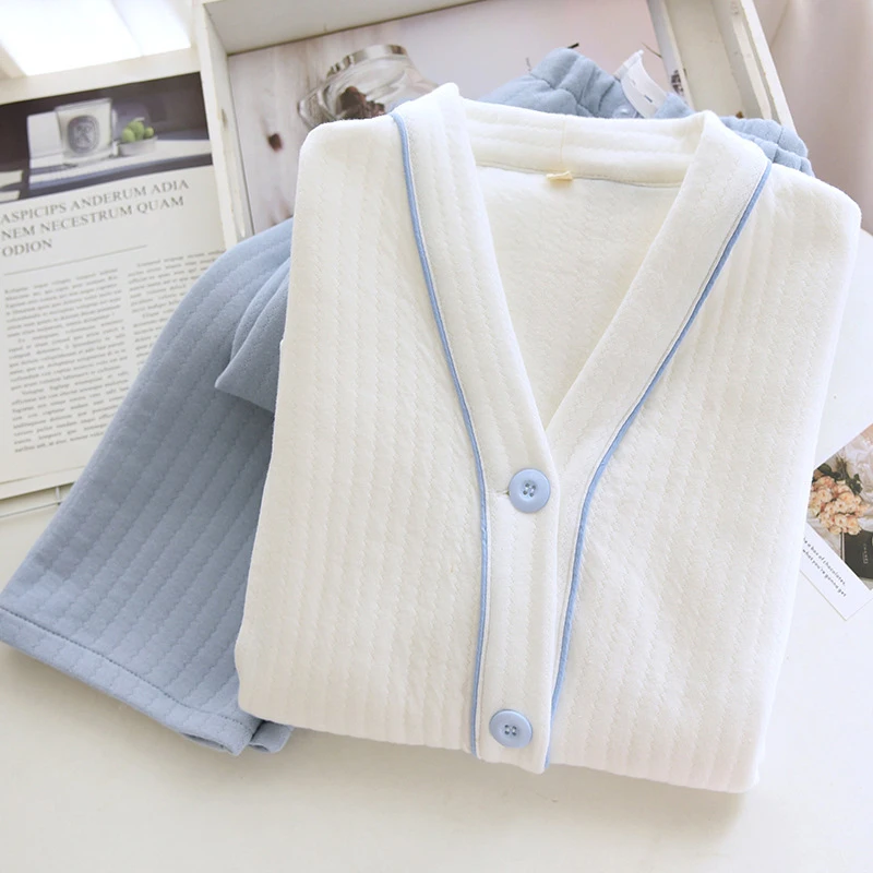 New Pregnant Women Nursing Pajamas Set Thickened Cotton Confinement Clothes Pijamas Winter Warm Breastfeeding Home Clothes Suit