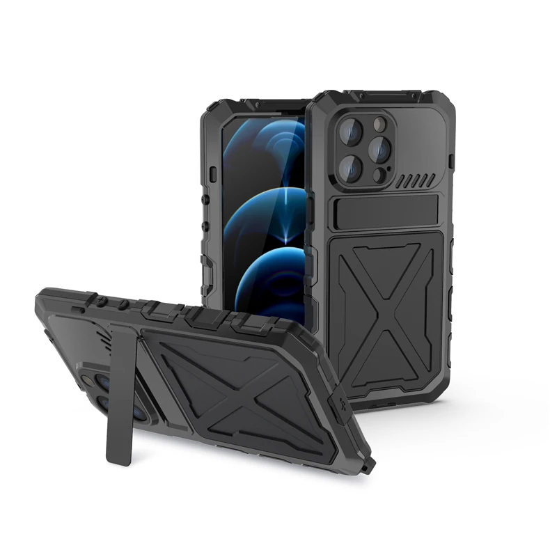 Heavy Duty Protection Armor Metal Aluminum Phone Case for iPhone 14 Pro Max 14 Plus Shockproof Cover