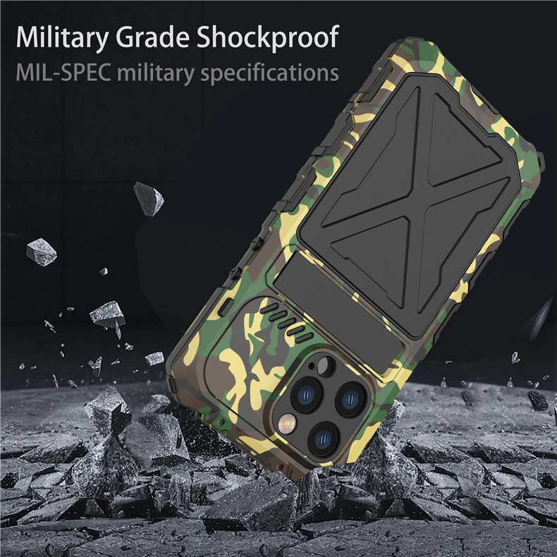 Heavy Duty Protection Armor Metal Aluminum Phone Case for iPhone 14 Pro Max 14 Plus Shockproof Cover