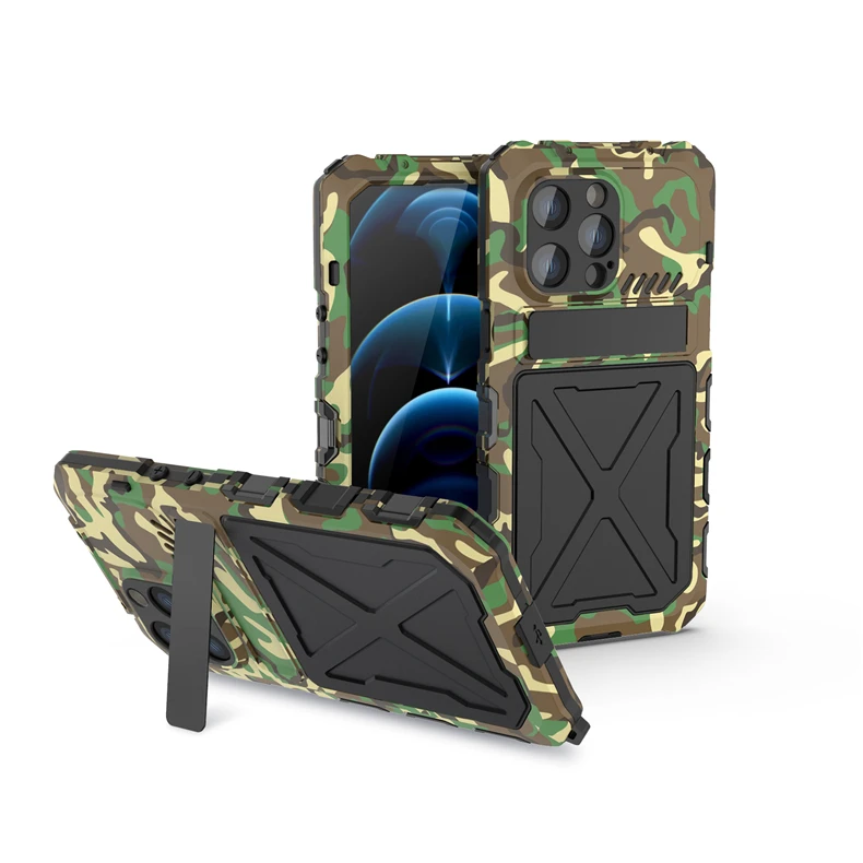 Heavy Duty Protection Armor Metal Aluminum Phone Case for iPhone 14 Pro Max 14 Plus Shockproof Cover