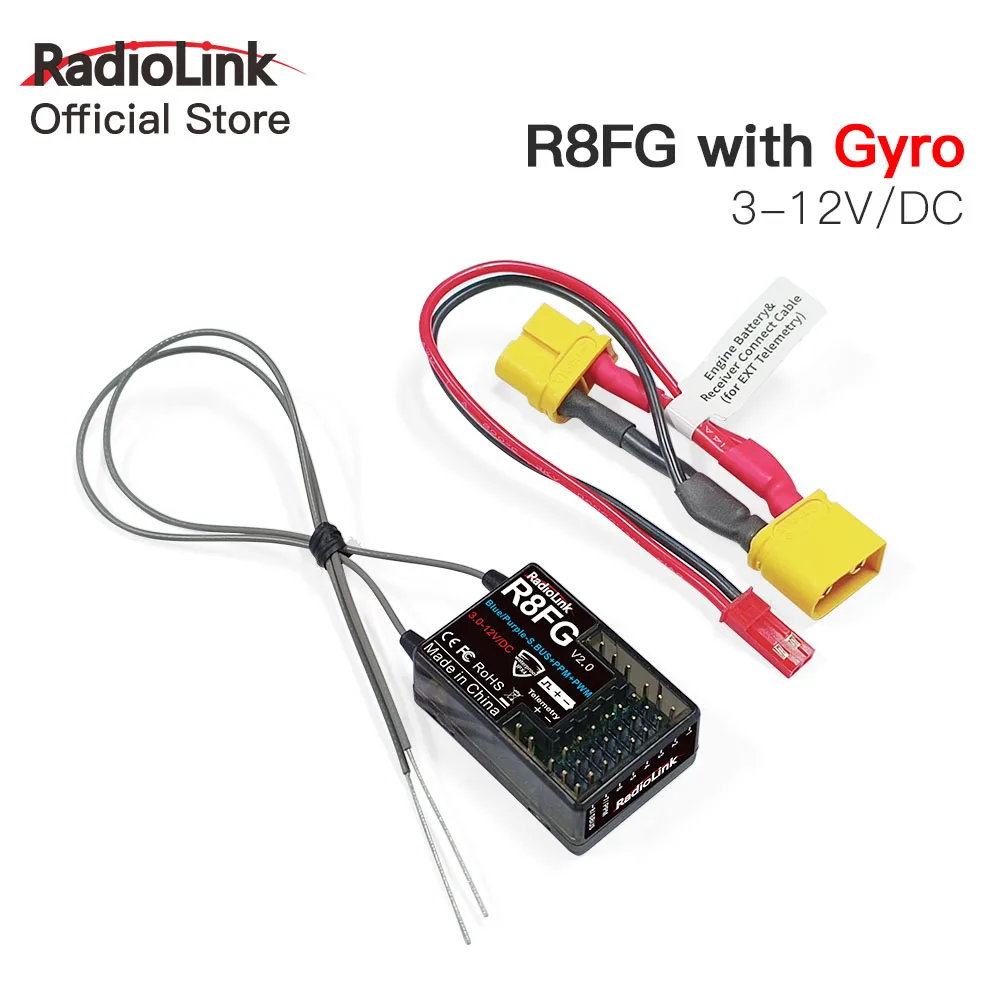Radiolink R8FG 8 Channle 2.4G Gyro RC Receiver Voltage Return 600 Meters Long Range RX for Car Boat RC8X RC6GS RC4GS T8S T8FB