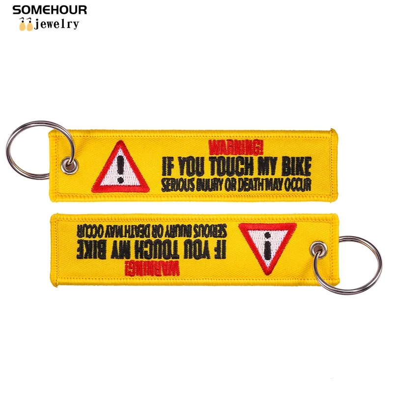 SOMEHOUR Danger Machine Keychain Jewelry Embroidered Skull Both Sides Key Rings For Bicycle Motorcycle Car Bag Women Men Gifts