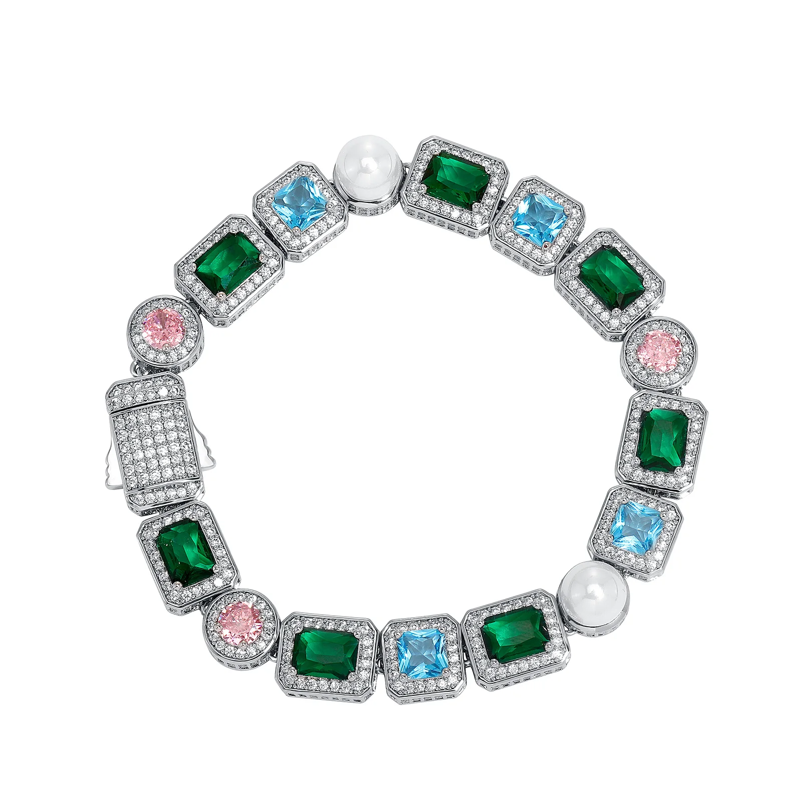 GUCY Rainbow Cubic Zirconia Bracelets Iced Out Chain Bracelet For Women Men Vintage Party Jewelry Gifts