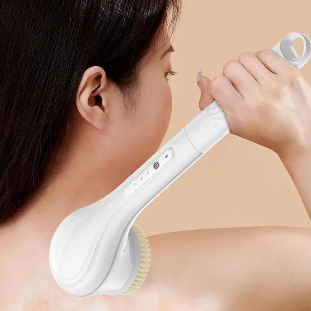 Electric Shower Brush Back Body Scrubber Facial Cleansing Bathing Cleaner Handle Exfoliator Bath Brushes For Showering