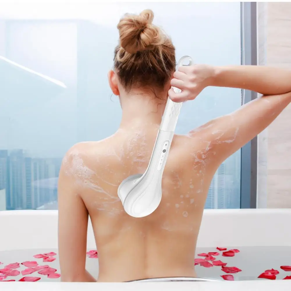 Electric Shower Brush Back Body Scrubber Facial Cleansing Bathing Cleaner Handle Exfoliator Bath Brushes For Showering