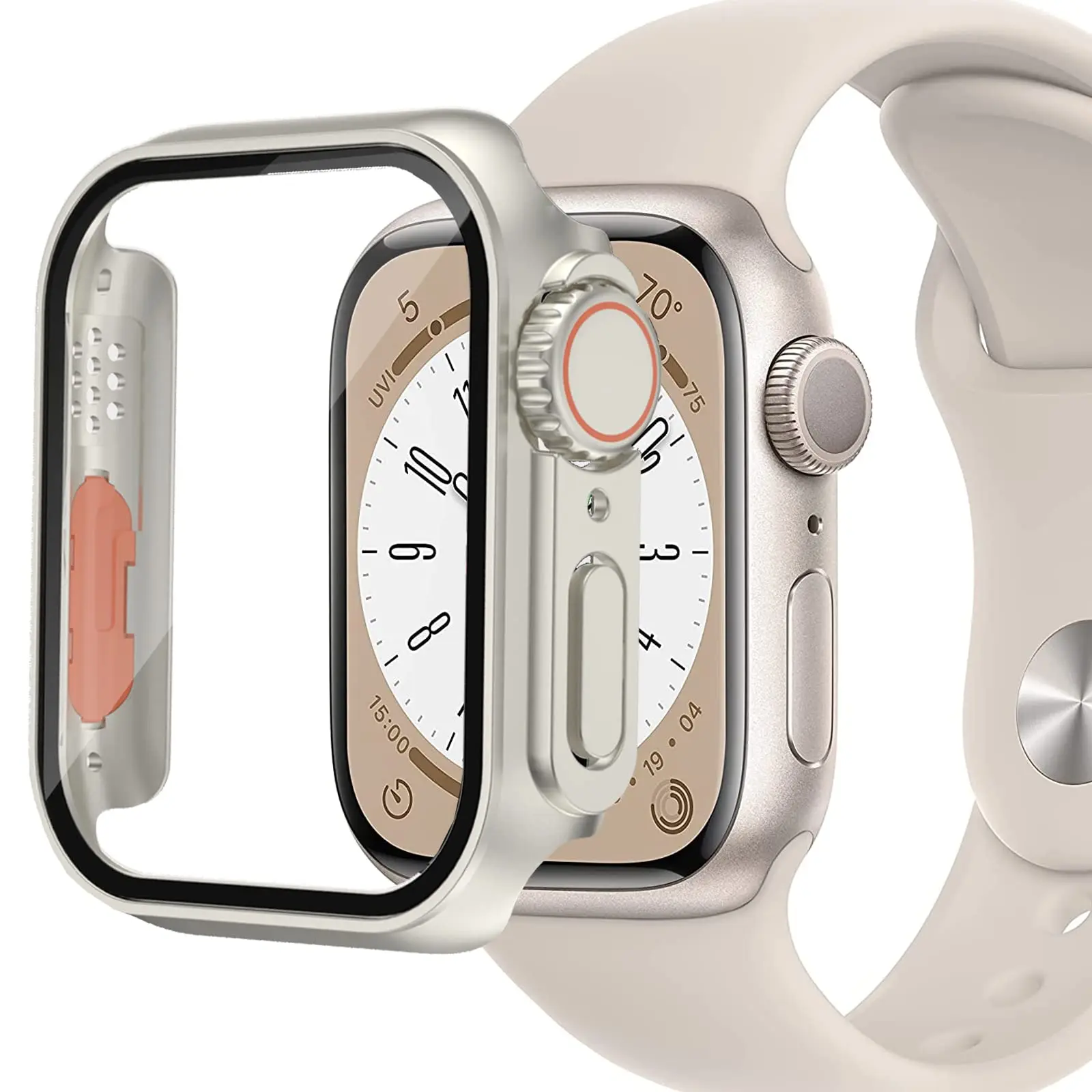Glass+PC Firm Cover for Apple Watch Case 44mm 40mm 45mm 41mm Appearance Upgrade 49mm Turning into ultra iWatch series 8 7 6 5 se