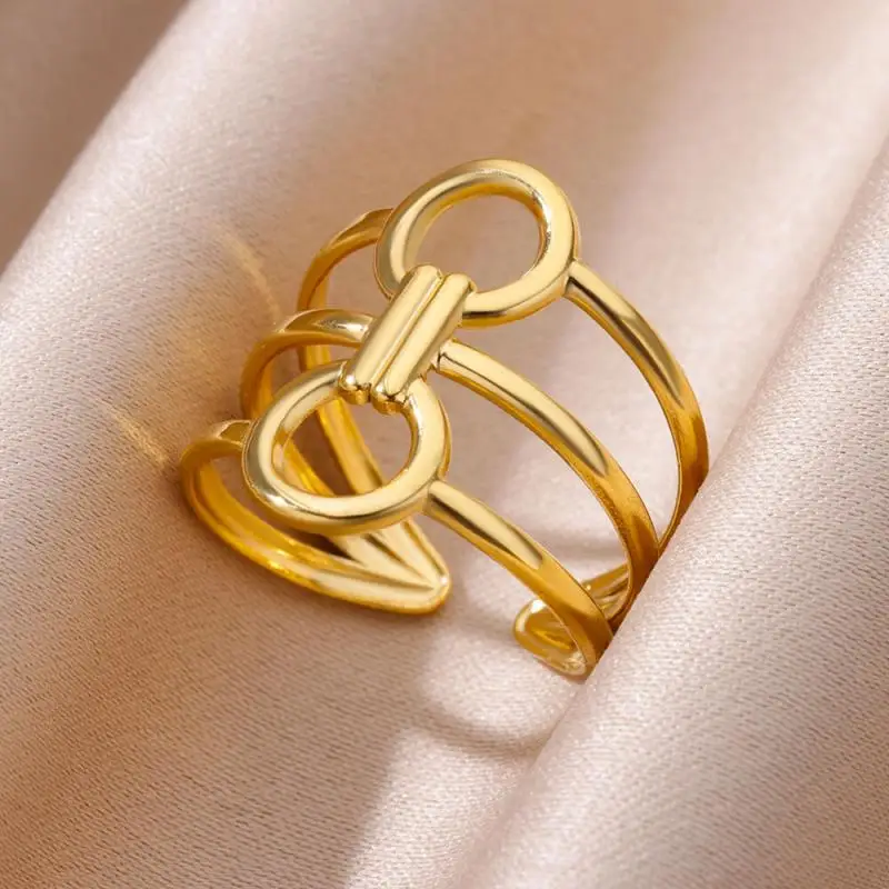 316L Stainless Steel Ring for Women Gold Color Rings Female Design Aesthetic Wedding Jewelry Trendy Accessories Birthday Gifts