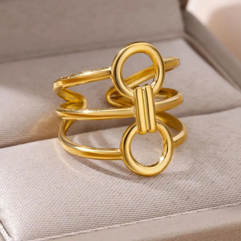 316L Stainless Steel Ring for Women Gold Color Rings Female Design Aesthetic Wedding Jewelry Trendy Accessories Birthday Gifts