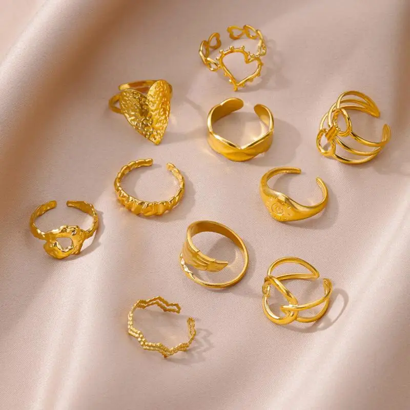 316L Stainless Steel Ring for Women Gold Color Rings Female Design Aesthetic Wedding Jewelry Trendy Accessories Birthday Gifts