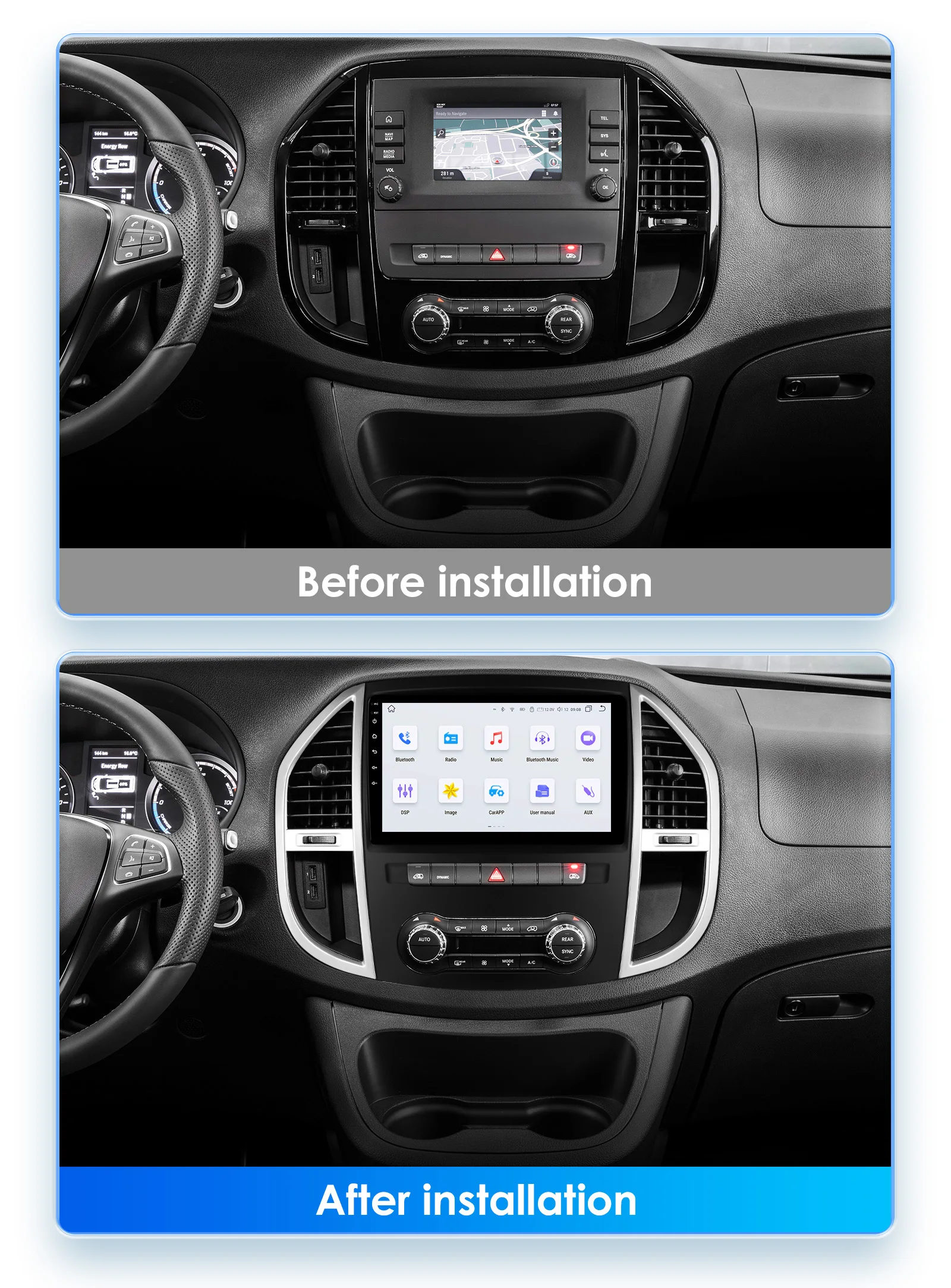 OSSURET Android Car Radio for Mercedes Benz Vito W447 2014 - 2021 Carplay Car Multimedia Player GPS 2din Auto Audio Screen 7862