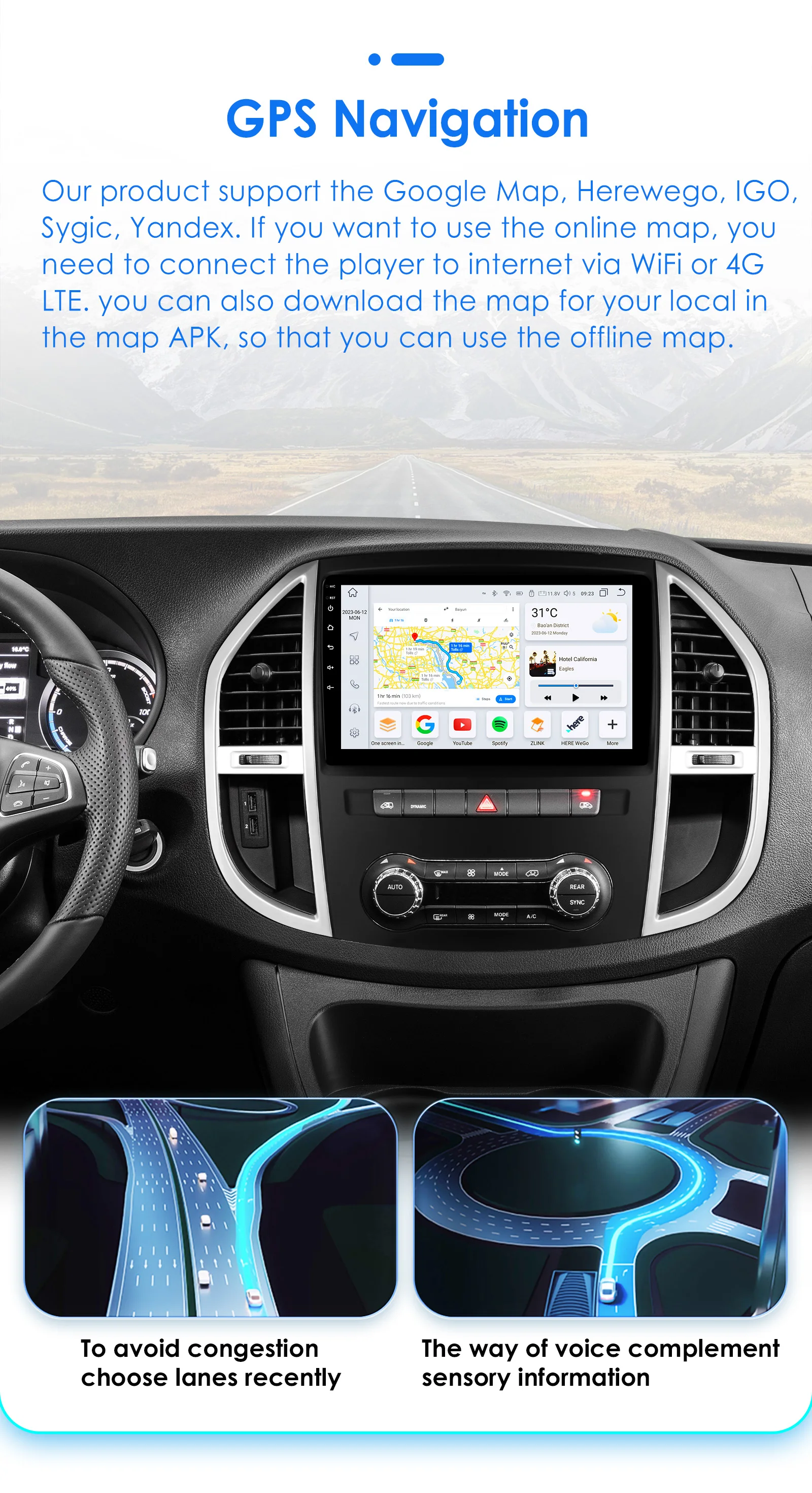 OSSURET Android Car Radio for Mercedes Benz Vito W447 2014 - 2021 Carplay Car Multimedia Player GPS 2din Auto Audio Screen 7862