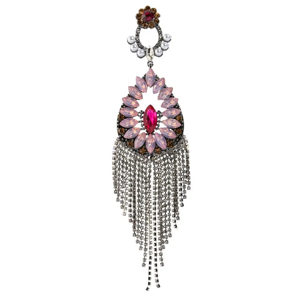 Tassel Earrings Pink Bohemian Women Pendant Luxury Designer Rhinestone Accessories Crystal Earrings Weddings Party Jewelry Y2k