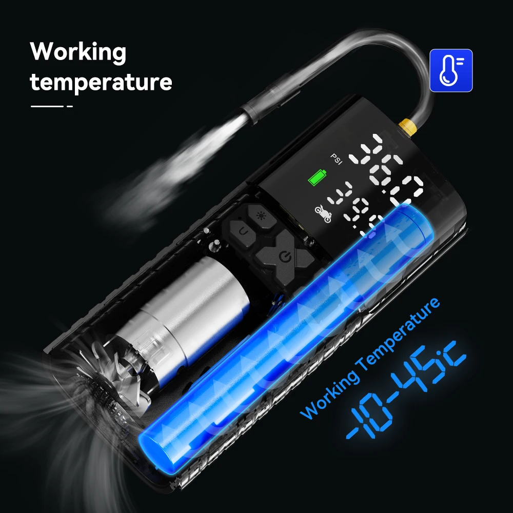 Lexin P4 Smart Air Pump 4000mAh for Motorcycles Tire Inflator Bicycle Boat with LED Digital&Preset Pressure Inflation