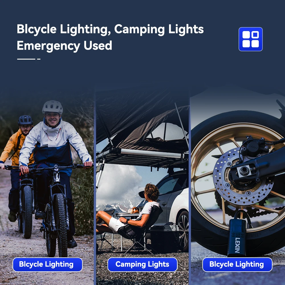 Lexin P4 Smart Air Pump 4000mAh for Motorcycles Tire Inflator Bicycle Boat with LED Digital&Preset Pressure Inflation