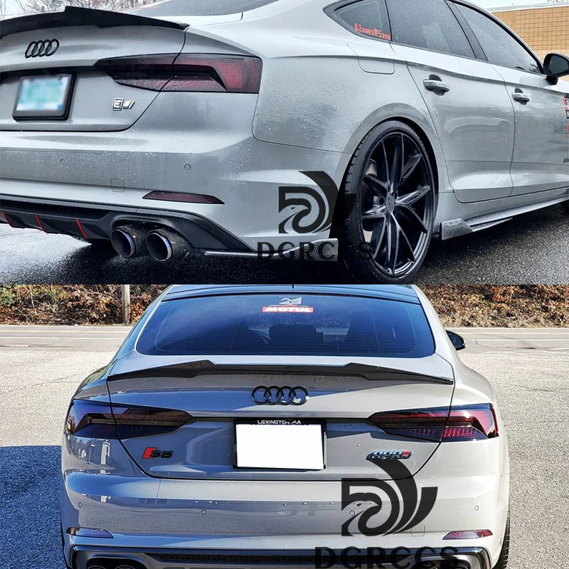 For AUDI A5 S5 RS5 B9 Sportback 4Door M4 Style Rear Spoiler Trunk Wing 2017-2025 Carbon Fiber Glossy Black