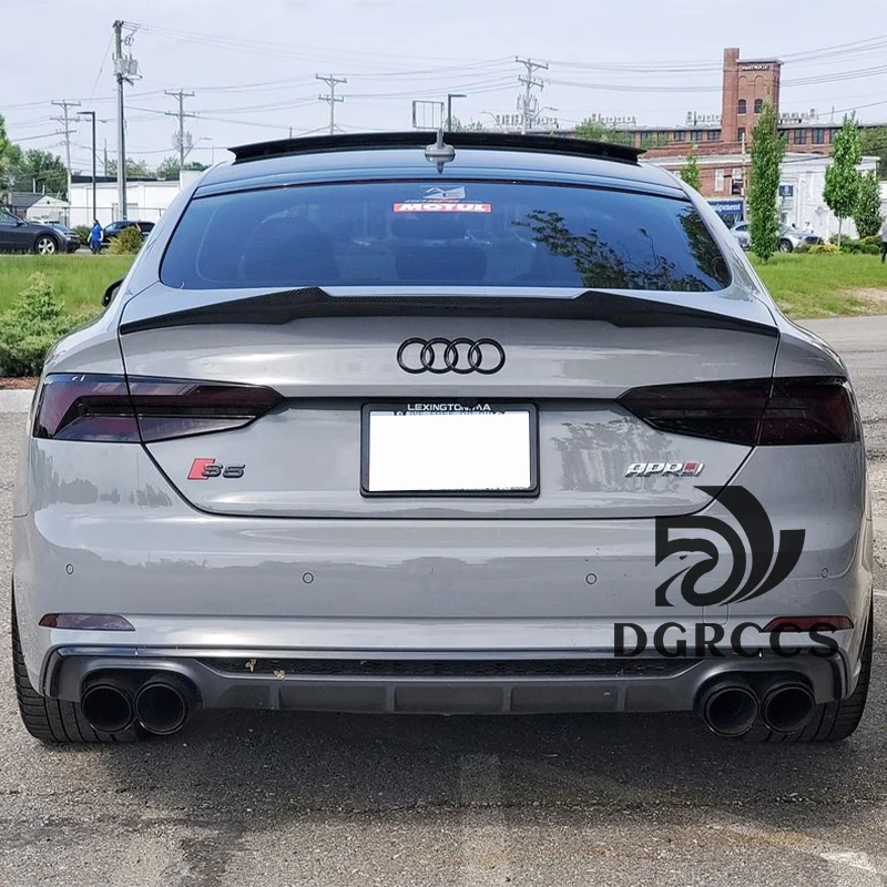 For AUDI A5 S5 RS5 B9 Sportback 4Door M4 Style Rear Spoiler Trunk Wing 2017-2025 Carbon Fiber Glossy Black