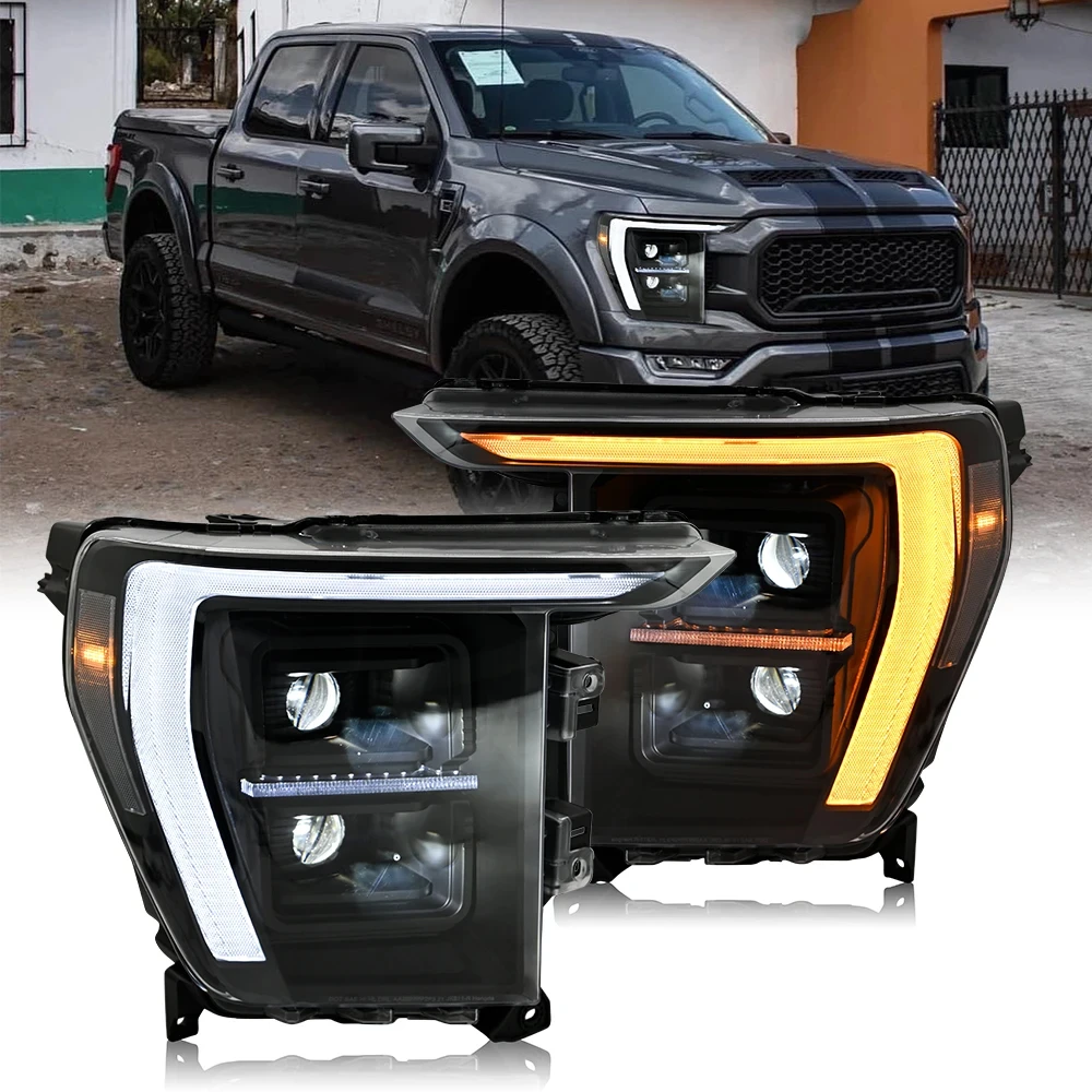 AKD Head Lamp for Ford F-150 Raptor LED Headlight 2021-2023 Headlights F150 DRL Turn Signal High Beam Angel Eye Projector Lens