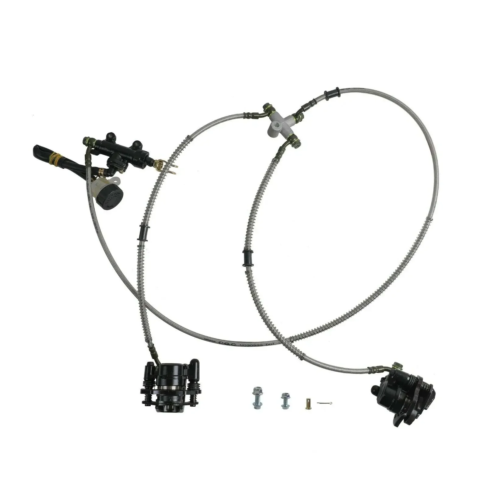 TDPRO Twin Rear Disc Brake Caliper Master Cylinder for 70cc 90cc 125cc GoKart ATV Quad