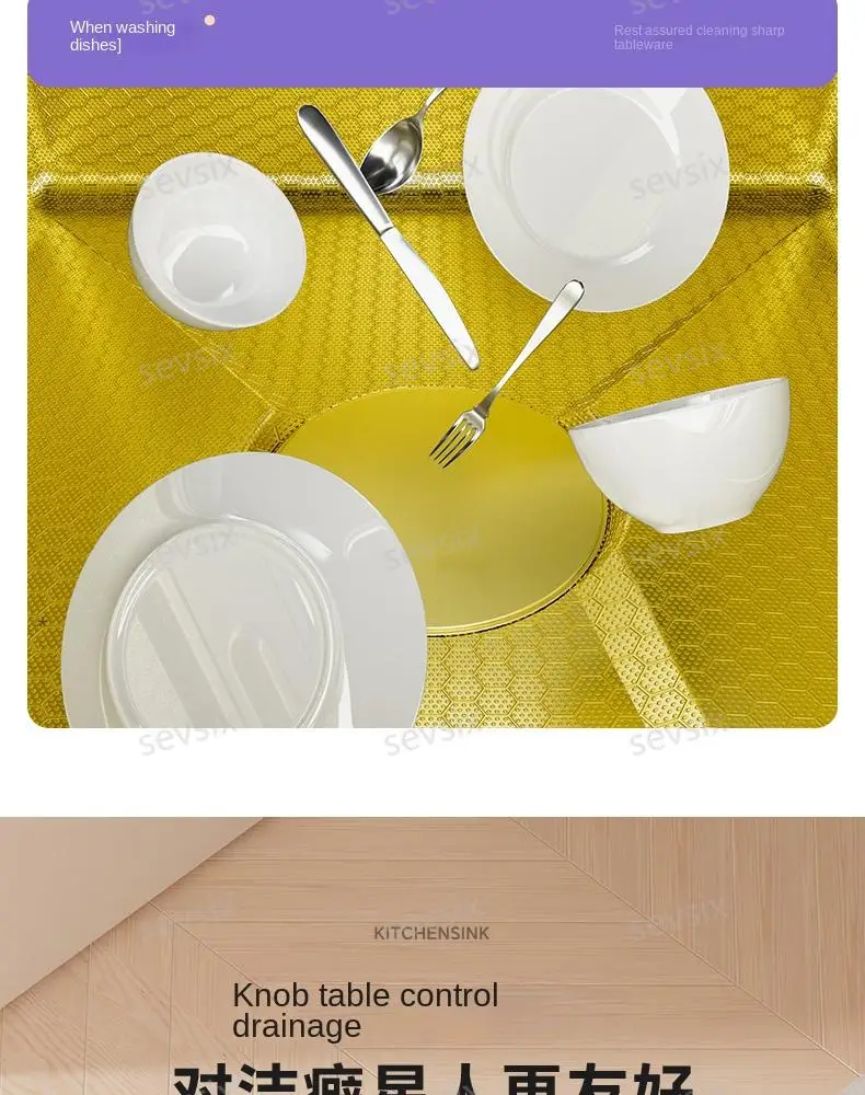 fregaderos de cocina Gold golden 5mm Waterfall Kitchen Sink Honeycomb Technology Large Digitial Display Stainless Steel Sink