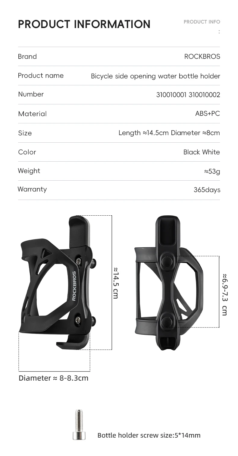 ROCKBROS Water Bottle Cage MTB Mountain Bike Bottle Holder Cycling Drink Cup Ultralight ABS+PC For Road Cycling Accessories