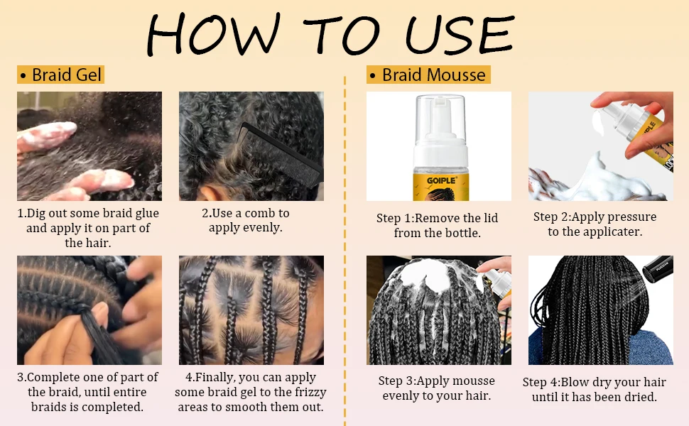 Goiple Braid Care Mousse and Hair Rosemary Oil for Locks Twist Dreadlock Loc Retwist Wax Conditioning Foam Pure Neat Braid Gel
