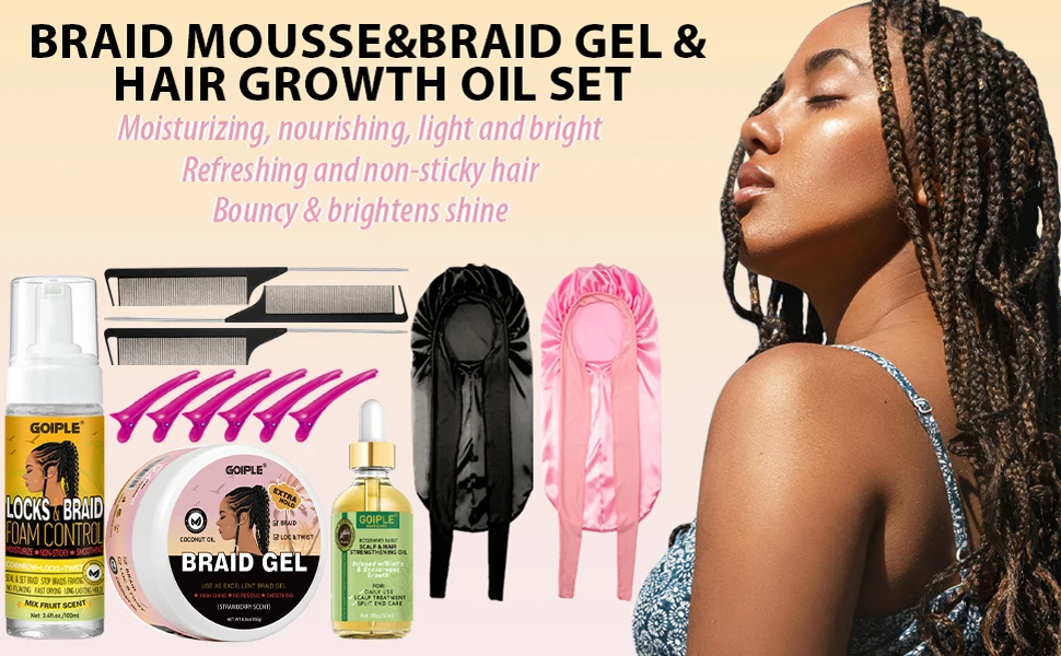 Goiple Braid Care Mousse and Hair Rosemary Oil for Locks Twist Dreadlock Loc Retwist Wax Conditioning Foam Pure Neat Braid Gel