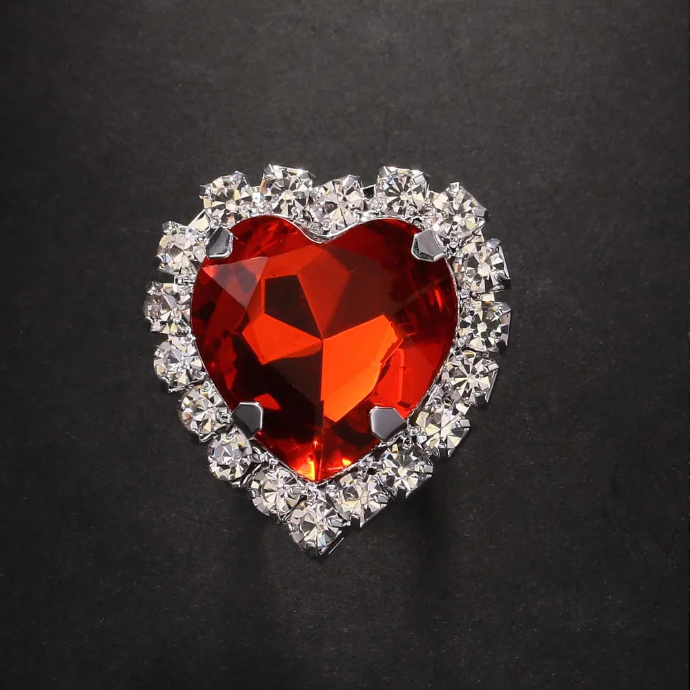 Stonefans Exaggerated Huge Red Crystal Heart Brooches for Women Unisex Love Rhinestone Brooch Pin Safety Clasp Statement Jewelry