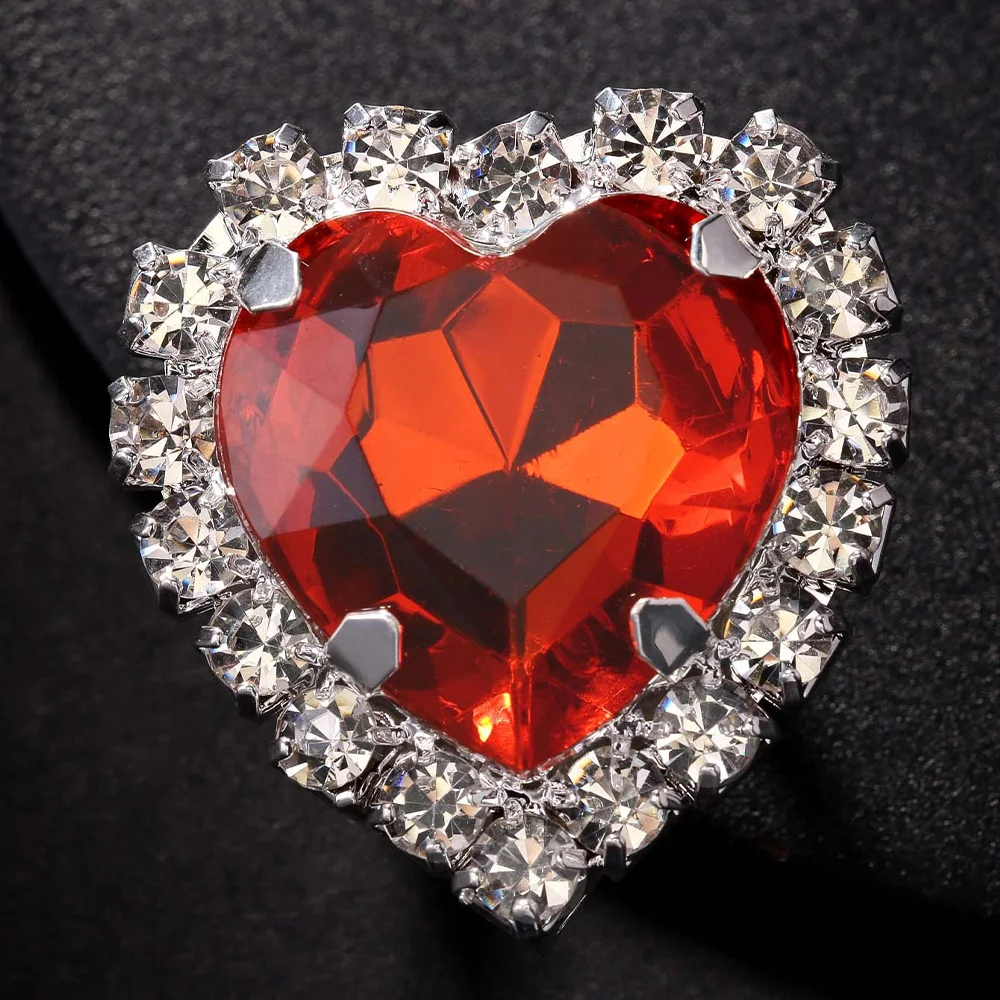 Stonefans Exaggerated Huge Red Crystal Heart Brooches for Women Unisex Love Rhinestone Brooch Pin Safety Clasp Statement Jewelry