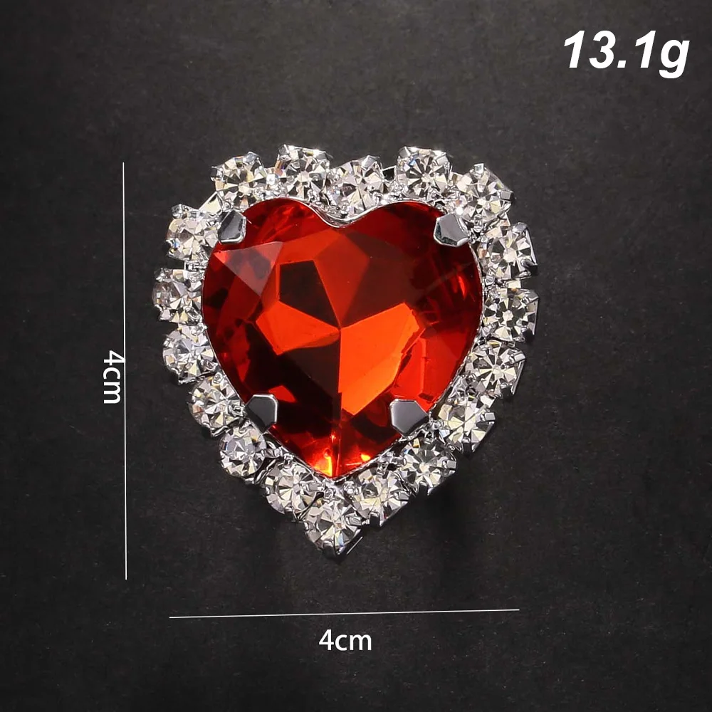 Stonefans Exaggerated Huge Red Crystal Heart Brooches for Women Unisex Love Rhinestone Brooch Pin Safety Clasp Statement Jewelry