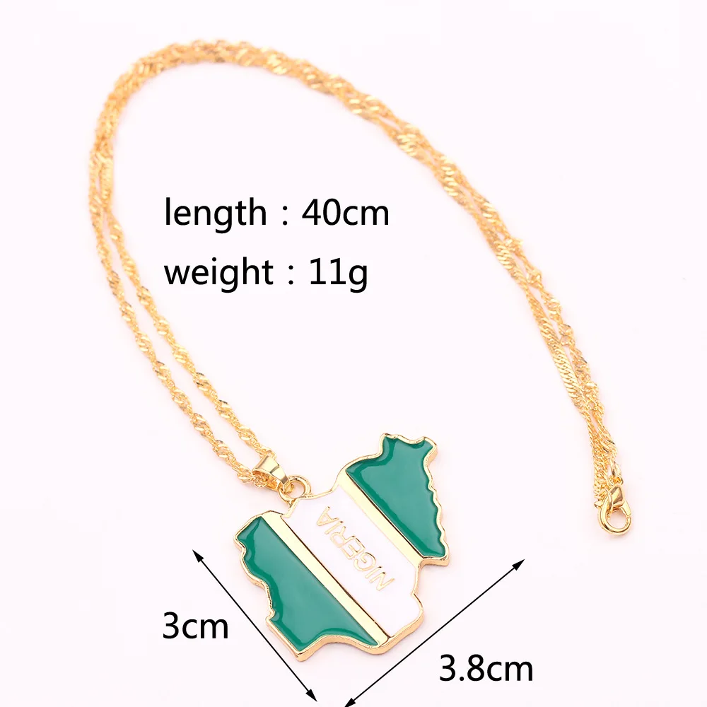 SOMESOOR African Countries National Flag Necklace Nigeria Ghana Jamaica Maps Hip-hop Enamel Pendant Chain Jewelry For Women Gift