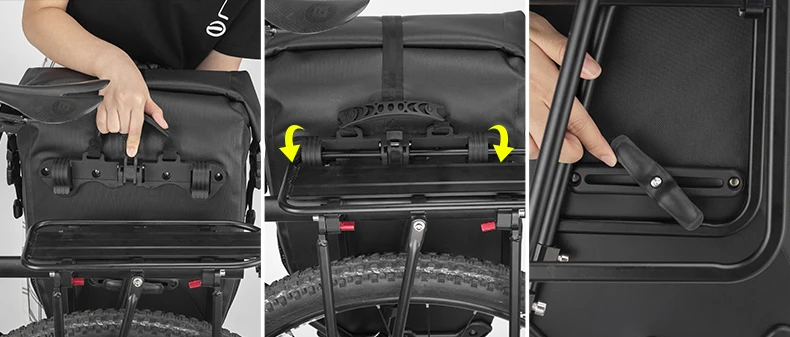 ROCKBROS Waterproof Bike Bag 27L Large Capacity Bicycle Bag Mountain Bike Saddle Rack Trunk Bags Luggage Carrier Bike Accessorie
