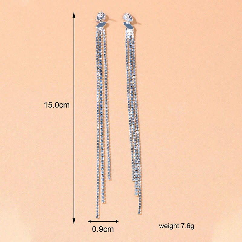 Stonefans Luxury Cubic Zirconia Long Tassel Earrings for Women Bridal Vintage Drop Dangling Earrings Unique Wedding Jewelry Gift