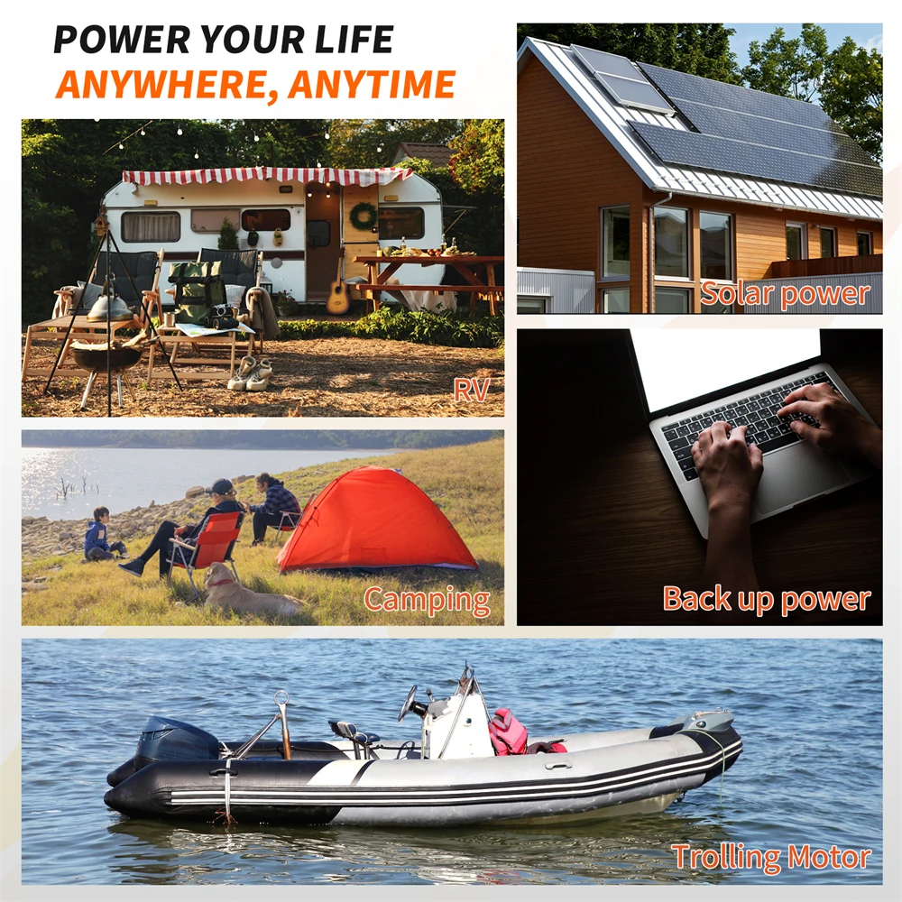 12V 24V 50Ah 100Ah 140Ah 168Ah 200Ah 300Ah Lifepo4 Battery Built-in BMS Rechargeable Deep Cycle for RV Golf Cart Solar Storage