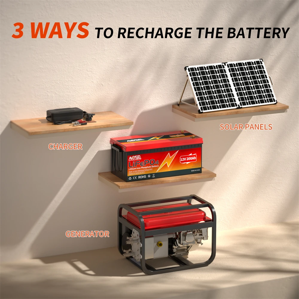 12V 24V 50Ah 100Ah 140Ah 168Ah 200Ah 300Ah Lifepo4 Battery Built-in BMS Rechargeable Deep Cycle for RV Golf Cart Solar Storage