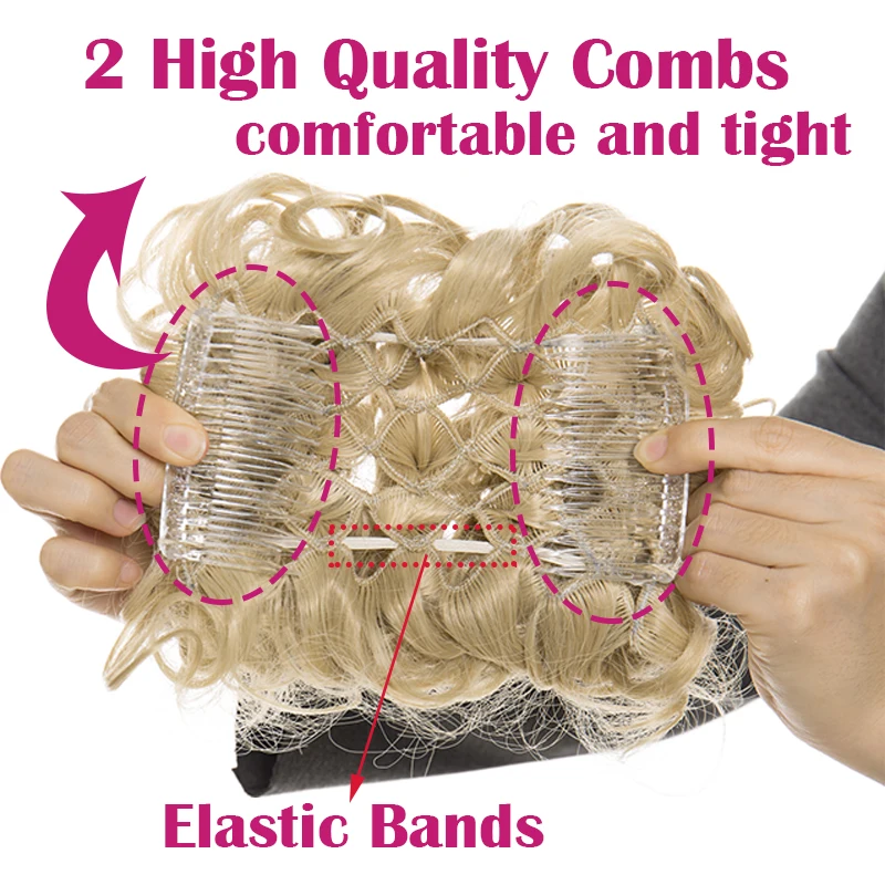 BENEHAIRSynthetic LARGE Comb Clip In Hair Extension Curly Chignon Hair Pieces Women Updo Cover Hairpiece Ponytails Hair Bun