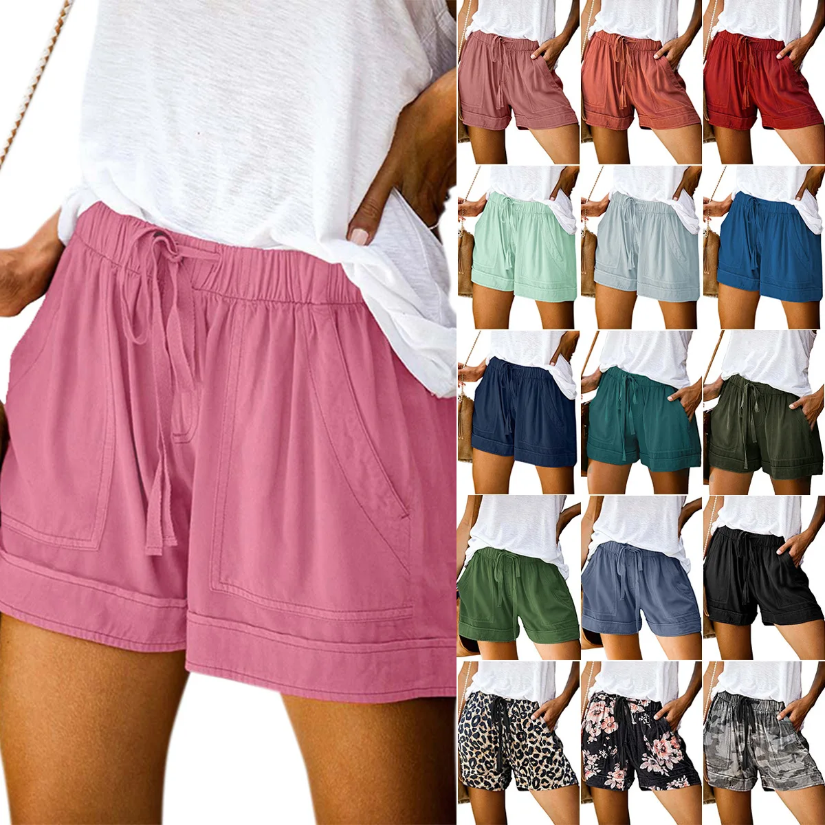 S-5XL Womens Shorts Summer Short Femme Sexy Plus Size Rope Tie Shorts Sport Leggings Trousers Summer Shorts Шорты Женский