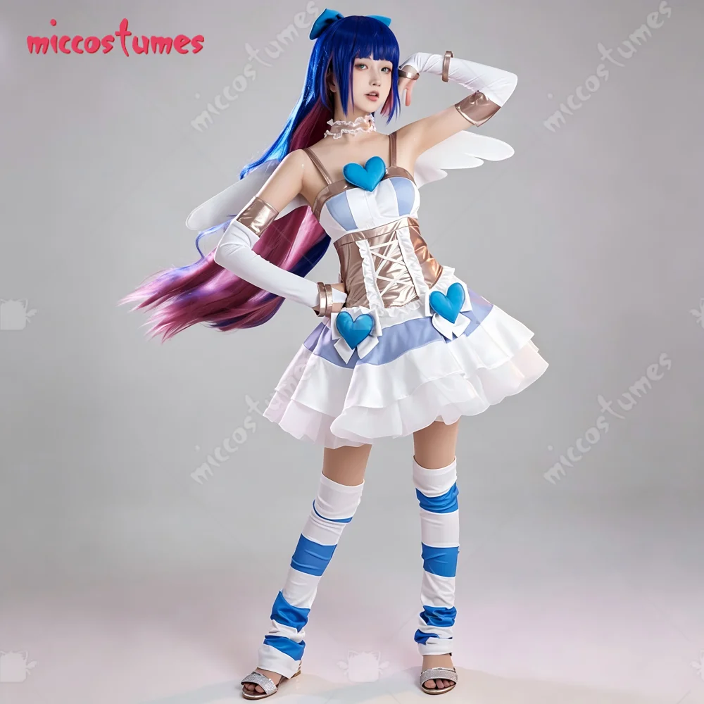 【Ready for Ship】Miccostumes Women's Stocking Angel Cosplay Costume Dress Set Wing with Fullset Accessories for Halloween