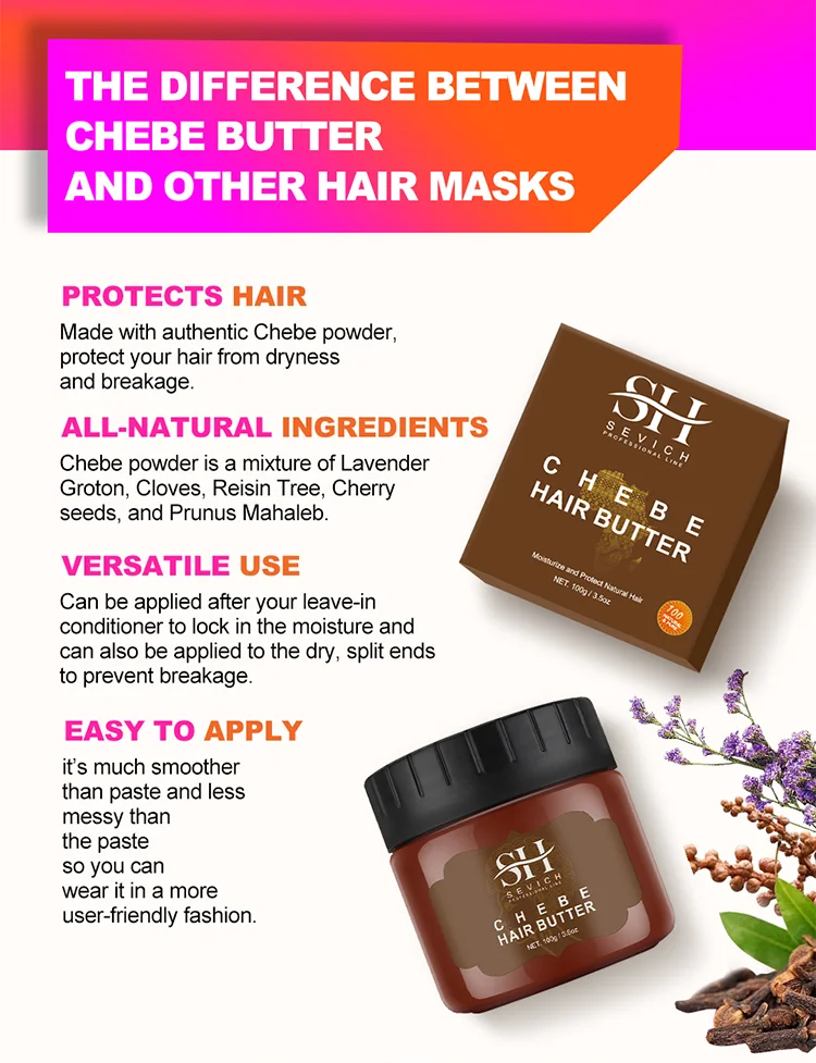 Sevich 100g Africa Traction Alopecia Chebe Hair Butter Moisturize & Protect Natural Hair Strong Hair Root Hair Loss Treatment