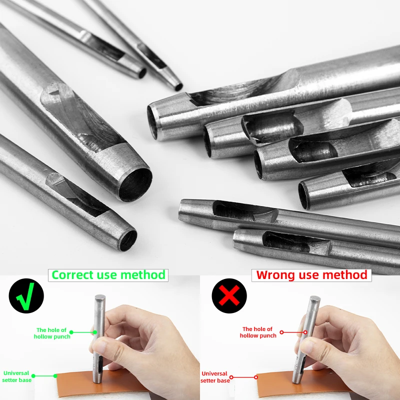 WUTA Basic Series 5-15 Pcs Leather Hollow Punch Set Round Hole Steel DIY Craft Working Tools for Watch Band,Fabric,Plastics,Gask