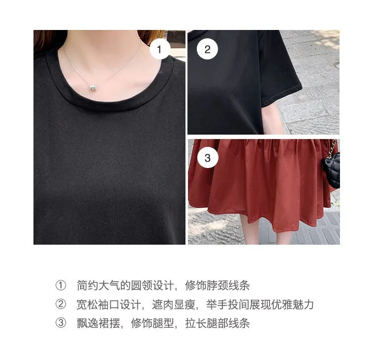 Pregnant Summer Maternity Clothes Green Beige Short Sleeve O-neck Drawstring Waist Pregnant Woman Ball Gown Dress Chiffon Dress