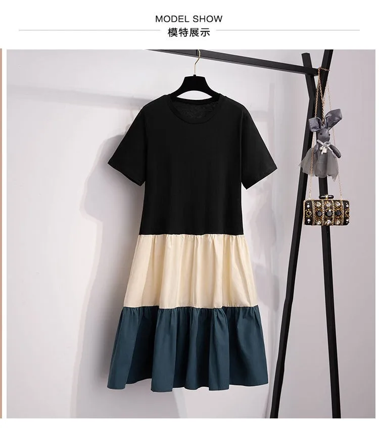 Pregnant Summer Maternity Clothes Green Beige Short Sleeve O-neck Drawstring Waist Pregnant Woman Ball Gown Dress Chiffon Dress